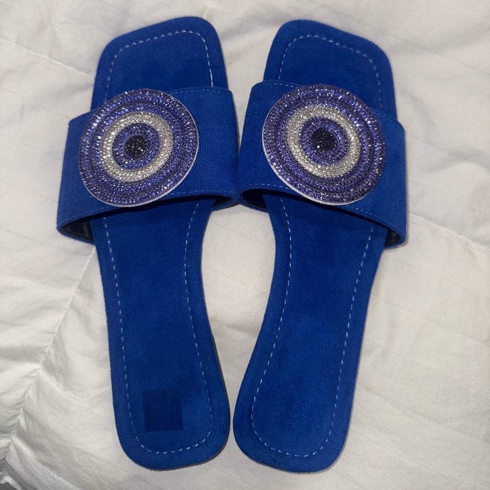 Blue Beaded Women's Sandals